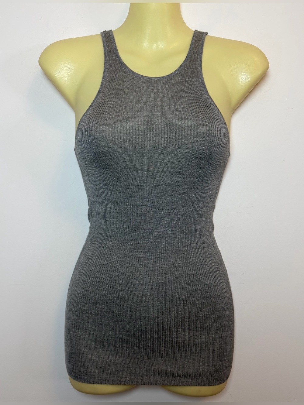 Moda International Gray Silk Ribbed Tank Top